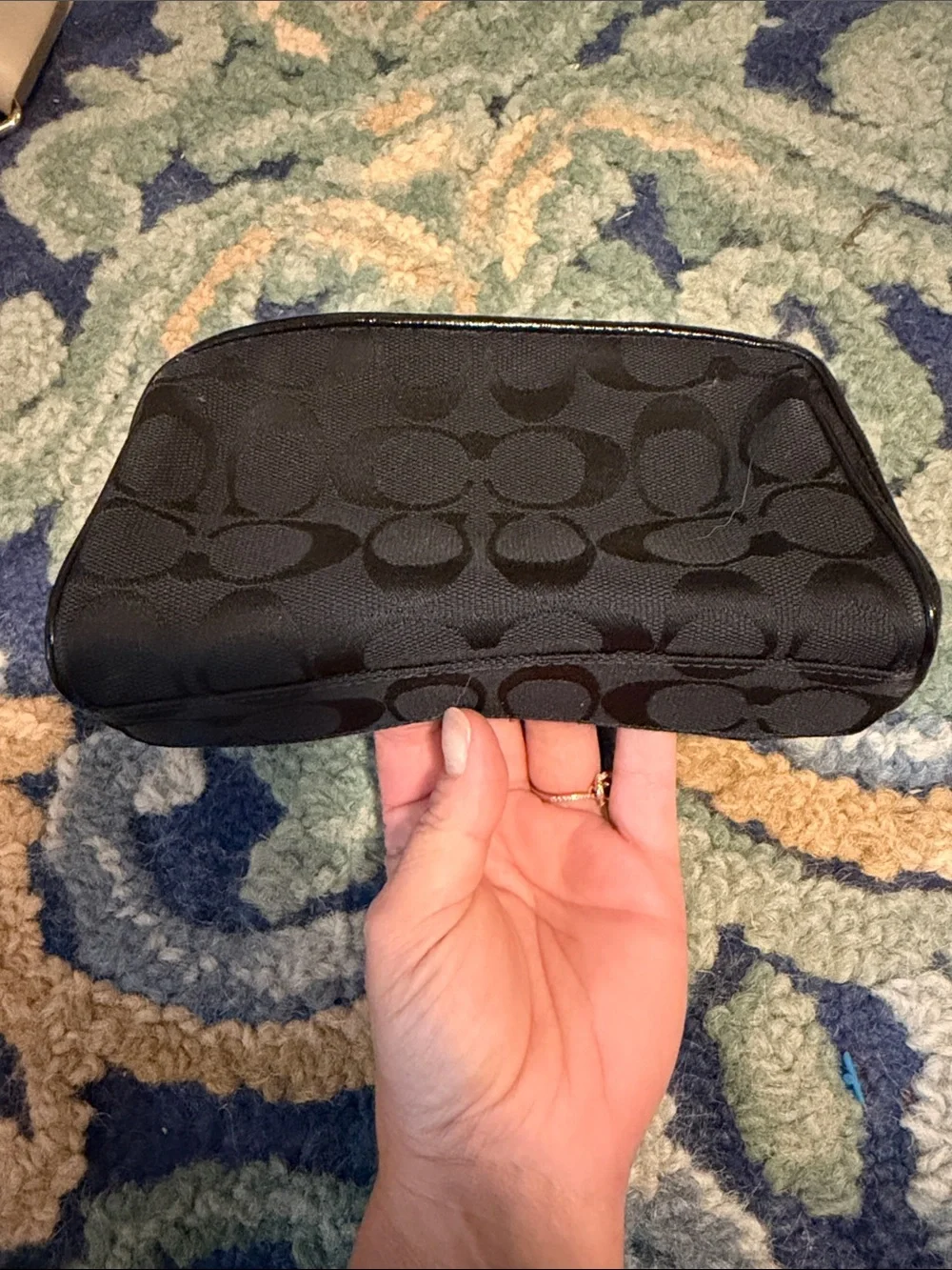 Coach Black Signature Small Zip Pouch